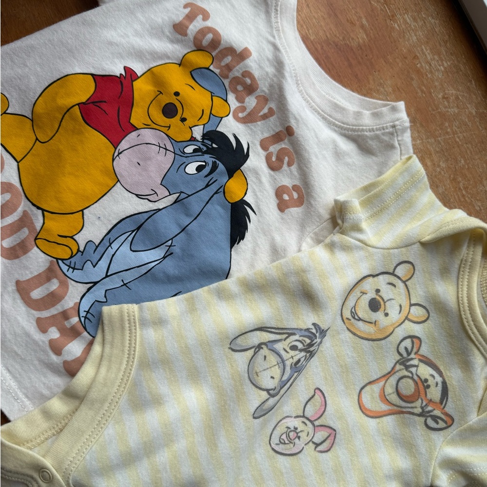 Disney Baby Yellow Striped Winnie the Pooh Onsie